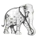 A elephant in the walls of Jerusalem tattoo design idea