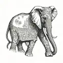 A elephant in the walls of Jerusalem tattoo design idea
