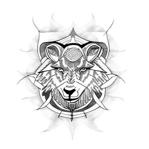 black  sheep under white wolf tattoo design idea
