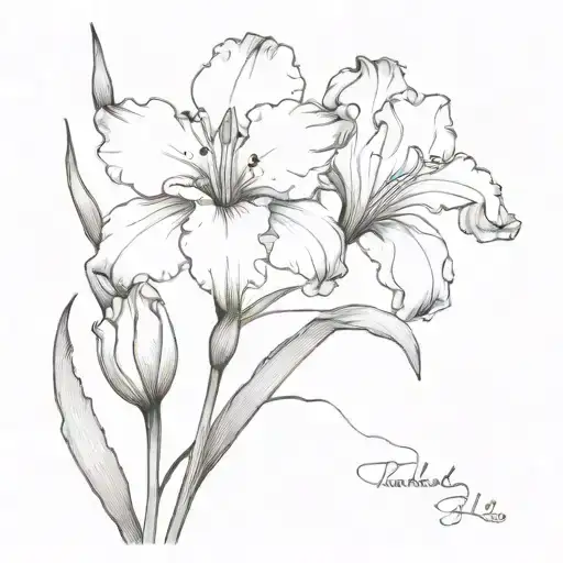 carnation  iris daisy lilly gladiolus tattoo design idea