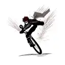 A man on a Full Suspension Mountain Bike going Down a Hill so Fast his skin is p tattoo design idea