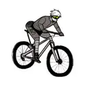 A man on a Full Suspension Mountain Bike going Down a Hill so Fast his skin is p tattoo design idea