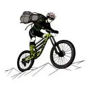 A man on a Full Suspension Mountain Bike going Down a Hill so Fast his skin is p tattoo design idea
