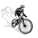 A man on a Full Suspension Mountain Bike going Down a Hill so Fast his skin is p tattoo design idea