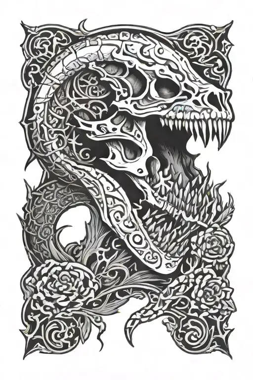 mythosaur skull tattoo design idea