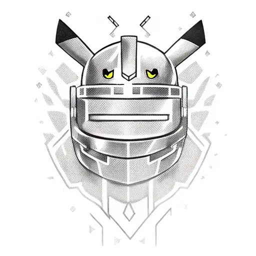 Pikachu wearing knight helmet  tattoo design idea