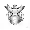 Pikachu wearing knight helmet  tattoo design idea