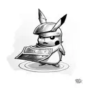 Pikachu wearing knight helmet  tattoo design idea