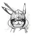 Pikachu wearing knight helmet  tattoo design idea