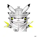 Pikachu wearing knight helmet  tattoo design idea