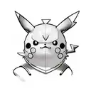 Pikachu wearing knight helmet  tattoo design idea