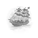 ship burning tattoo design idea