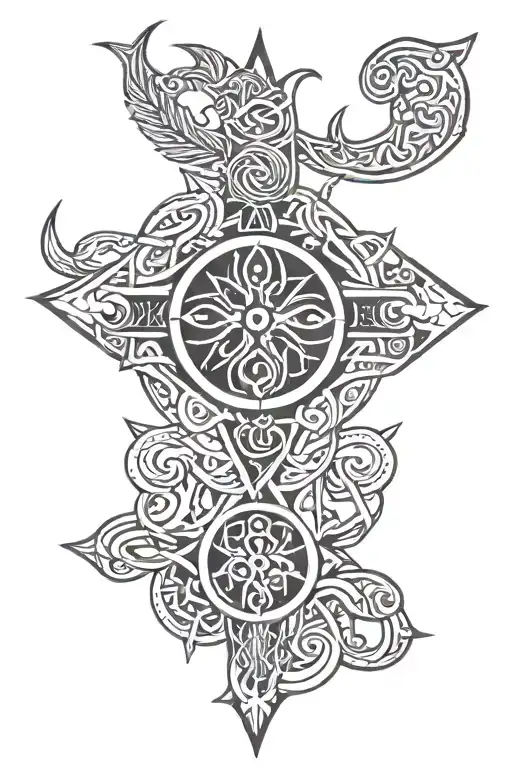 Viking tribal patterns inspired tattoo design idea