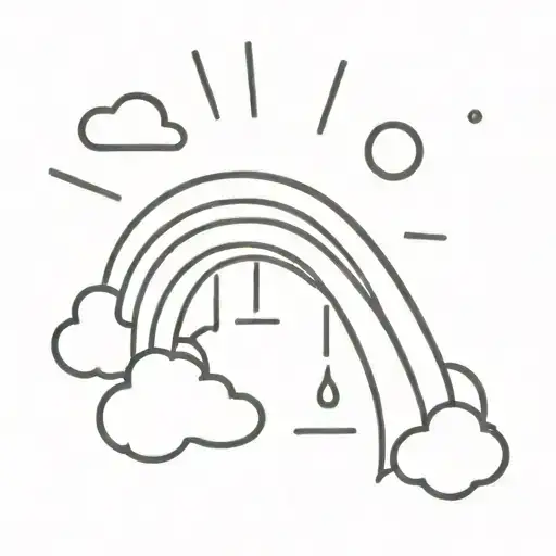 sun cloud with rain rainbow tattoo design idea