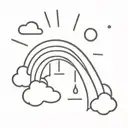 sun cloud with rain rainbow tattoo design idea