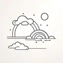 sun cloud with rain rainbow tattoo design idea