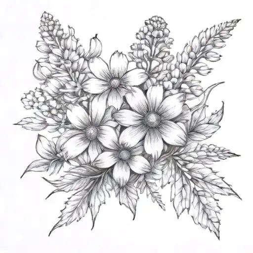Idaho wildflowers tattoo design idea