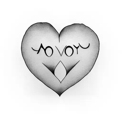 A heart-shaped vinyl record with the words 'Love You Mody' written on it, expressing the client's affection for their loved one tattoo design idea