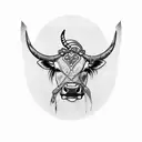 cow scull with Camaro tattoo design idea