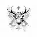 cow scull with Camaro tattoo design idea