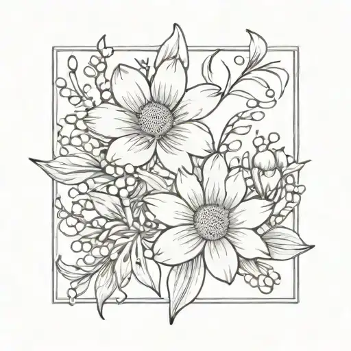 Minimalist "Intertwined Daisy, Rose, Lily Of The..." Tattoo Idea