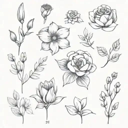 birth month flowers for April, May and June. Camera tattoo design idea