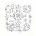 camera zodiac symbols for Aries, Libra, Taurus & Gemini intertwuned tattoo design idea