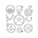 camera zodiac symbols for Aries, Libra, Taurus & Gemini intertwuned tattoo design idea