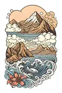 ocean and mountains tattoo design idea