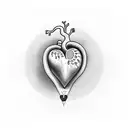 A realistic portrayal of a heart with a semicolon incorporated into the design, surrounded by words of encouragement tattoo design idea