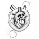 A realistic portrayal of a heart with a semicolon incorporated into the design, surrounded by words of encouragement tattoo design idea
