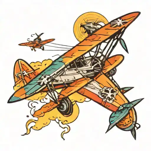 airplanes flying tattoo design idea