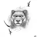 a panther capturing a seagull tattoo design idea