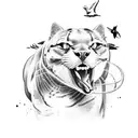 a panther capturing a seagull tattoo design idea