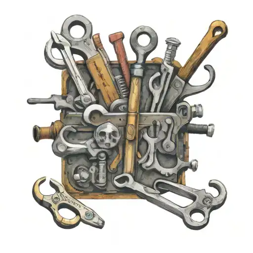 mechanic tools and the name of grandpa  tattoo design idea