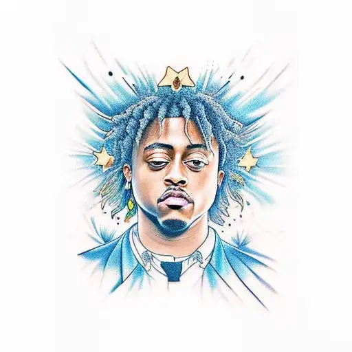 Juice WRLD "Good Bye and Good Ridance"Blue and Black Car tattoo design idea