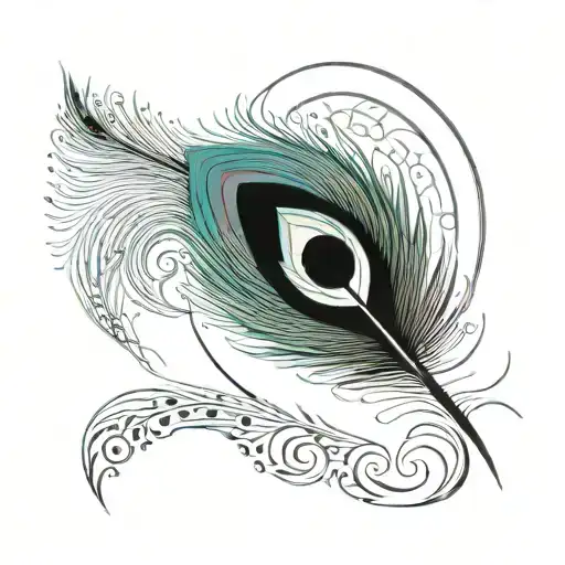 peacock feather with sun rays tattoo design idea