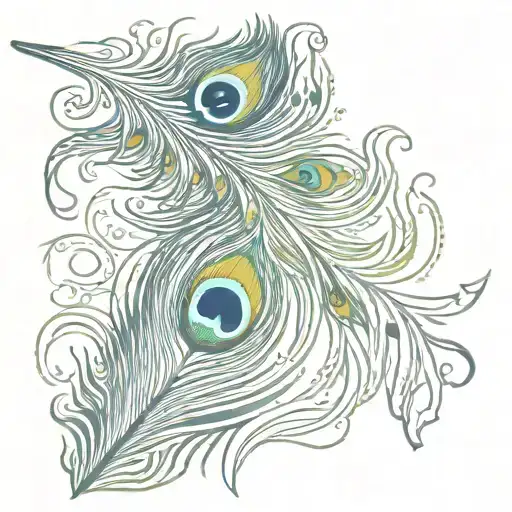 peacock feather with sun tattoo design idea