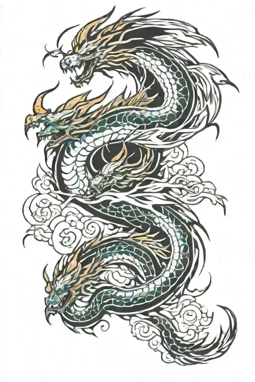 dragon and phoenix and lightning and avatar aangin glider tattoo design idea