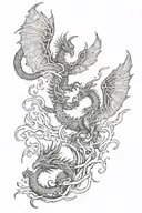 dragon and phoenix and lightning tattoo design idea