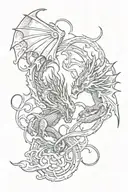 dragon and phoenix and lightning tattoo design idea