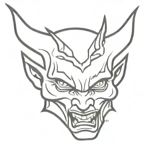 devil face flash tattoo design idea