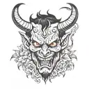 devil face flash tattoo design idea