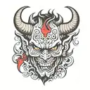 devil face flash tattoo design idea