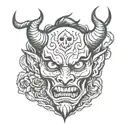 devil face flash tattoo design idea