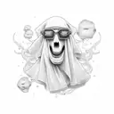 ghost with sunglasses tattoo design idea