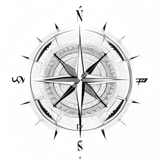 Compass inside of a greek omega symbol tattoo design idea
