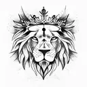 Lion with crown and fire tattoo design idea
