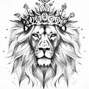 Lion with crown and fire tattoo design idea