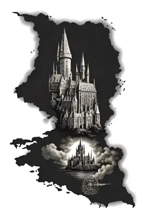 hogwarts and ironman triathlon tattoo design idea